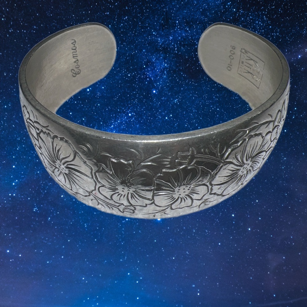 Kirk Stieff Cosmos Pewter Floral Cuff Bracelet Flower Of Month October 900-10